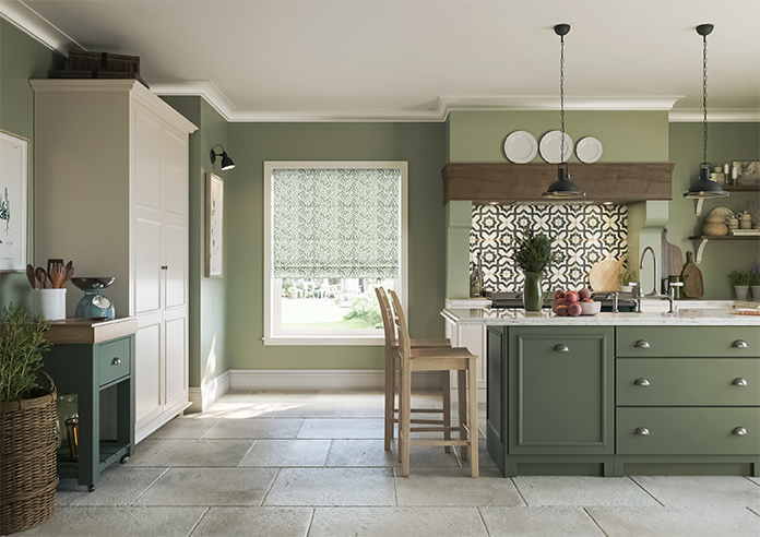 Fitzrovia Print, Subtle Greens - Motorised Roman Blind - Image 8